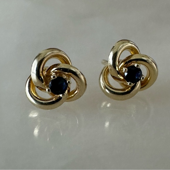 14k Solid Gold Spinel Knot Stud Earrings - Picture 1 of 13